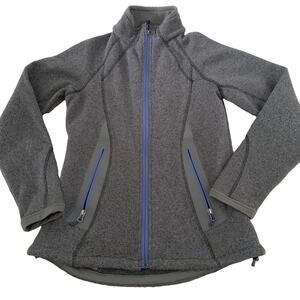 Cabelas Knit Jacket Womens Small Gray Sweater Fleece-Lined Zip Pockets Outdoors
